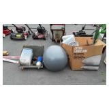 Group lot, includes exercise ball, large box with
