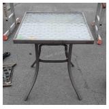 Square glass top patio table