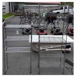 Two metal shelves, 44" tall and 62" tall