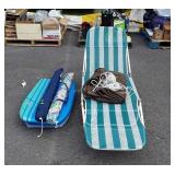 Beach lot, includes lounge chair, boogie boards,