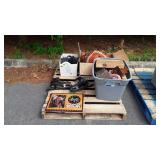 Skid lot, includes bird house, misc electronics