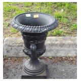 Metal urn style planter, 17" tall