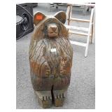 Wood carved bear, does have damage on his paw 24"