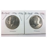 Two bicentennial Franklin Half Dollars