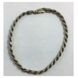 Sterling Silver 9 inch Rope Bracelet