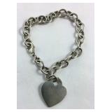 Sterling Silver 7 inch Charm Bracelet with Heart