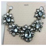 ViVI Light Blue & White Crystal Necklace New with