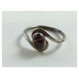 Sterling Silver Ring with Red Stone Size 5.75