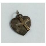 Sterling Silver Heart and Cross Charm