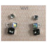 ViVi Silver Tone 3 Crystal Earrings Set New with