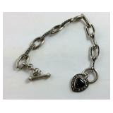 Sterling Silver Black Heart Marcasite 7.25 inch