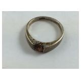Sterling Silver Peach Stone Ring Size 6