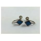 Sterling Silver Blue Clip on Earrings