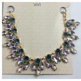 ViVI Purple, Green, & Blue Gold Tone Necklace New