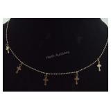 Sterling Silver 18 inch 5 Cross Necklace