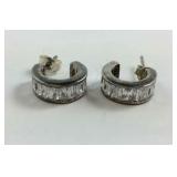 Sterling Silver CZ Hoop Earrings