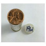 1961 roll of Lincoln pennies