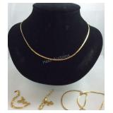 Gold plated chain and four bracelets