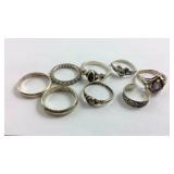 Eight Sterling rings 21.33 grams