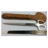 Letter opener with scissors and pouch