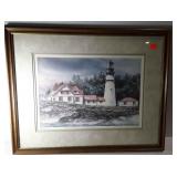 Lighthouse print, "Maine Light", pencil signed