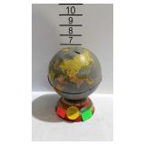 Ohio Art world globe coin bank, some dents