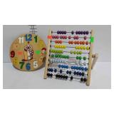 Wooden learning toys - abacus, and clock puzzle