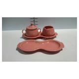 Fiesta cream and sugar with 2 under trays