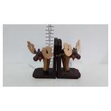 Wooden bookends, pair of moose design
