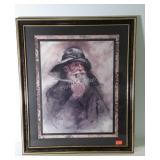 Decor print, fisherman, framed and matted, 23 x