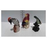 3 Figural flower frogs, bird shaped - 2 pottery, &