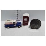 3 Coin banks - Ertl panel delivery van, silver