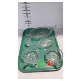 Fostoria- 2 relish boats, 9" & 12", 2 nappy bowls