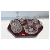 Fostoria - pedestal mint dish, spooner, creamer,