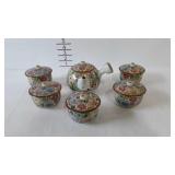Asian tea set - teapot, and 5 cups with lids