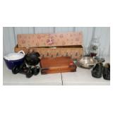 Group lot: flatware box, wrapping supplies in