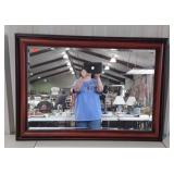 Framed beveled wall mirror, 42 x 30