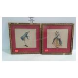 Pair of needlepoint pictures, colonial man and