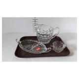 Fostoria - beverage pitcher, 12" divided relish