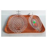 Fostoria - 12" oval platter, and relish boat