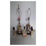 5 Figural lamps, man / lady design - no shades