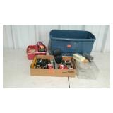 Desk and scrapbook in supplies with plastic