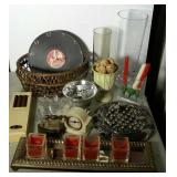 Home decor - Potterybarn candles, basket, clock,