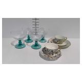 Bavarian & bone china cups & saucers, and set of 4