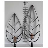 Iron works wall decor - leaf shaped candle sconces