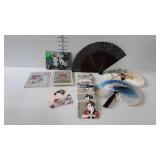 Asian decor- hand fans, coasters, and small prints