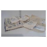 Embroidered linens - tea towels, & dresser scarves