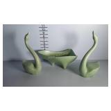 Mid Century pottery - tri-foot planter, & pair of