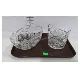Cut crystal - 10" long oval bowl, and 6" diameter