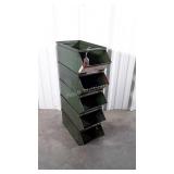 Five Industrial metal organizer Drawer Bins,